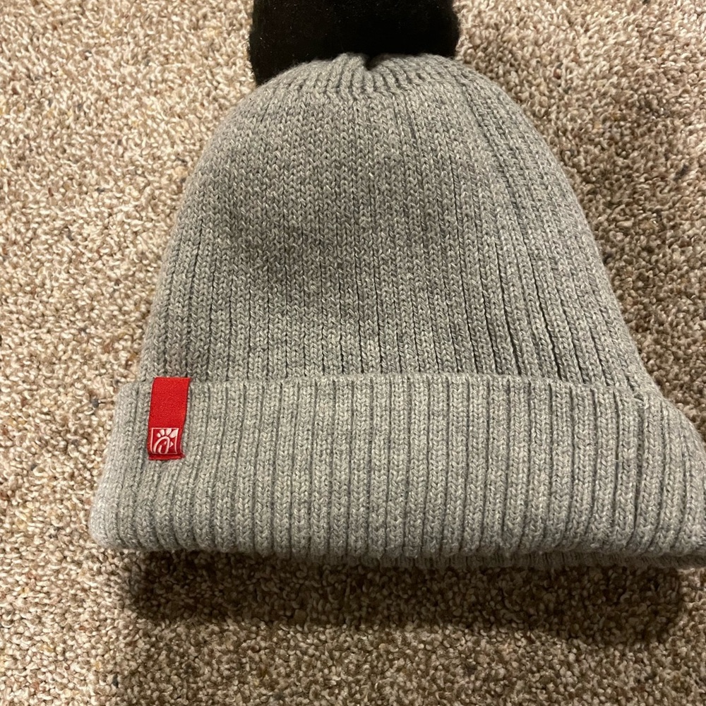 Chik-fil-A Gray Knit Beanie with Black Pom